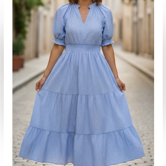 THML Dresses & Skirts - THML Blue and White Striped Dress